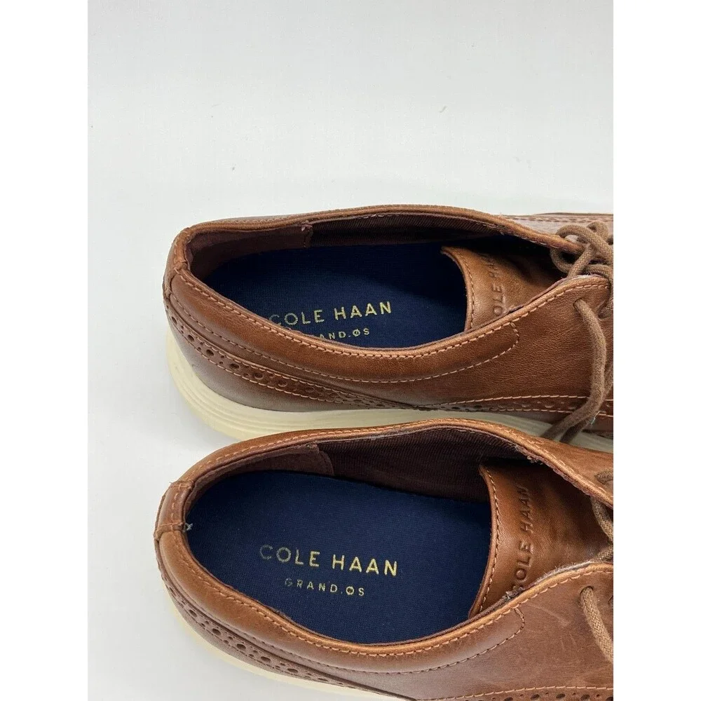 Cole Haan Grand.OS Shoes Mens Size 10 Brown Leather Wingtip Brogue Oxford C29414